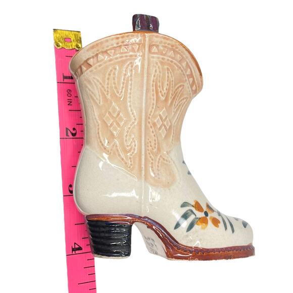 Vintage 1940's Occupied Japan Porcelain COWBOY BOOT 4" Mini Vase Western Decor - Picture 4 of 8